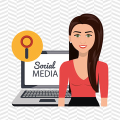 woman social media apps vector illustration eps10