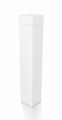 White tall vertical rectangle blank box with cover from top side angle.