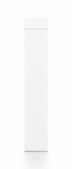 White tall vertical rectangle blank box with cover from front angle.