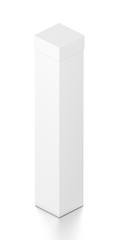 White tall vertical rectangle blank box with cover from isometric angle.