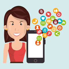 man smartphone social media vector illustration eps10