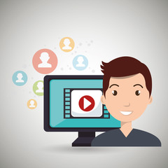 man social media apps vector illustration eps10