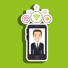 man cellphone wifi connection vector illustration eps10
