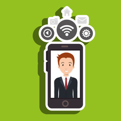 man cellphone wifi connection vector illustration eps10