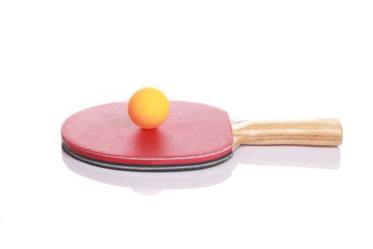Table Tennis bat with yellow ball