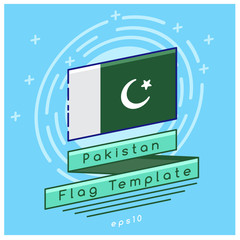 Pakistan Flag  : Flag Icon With Festive Background : Vector Illustration