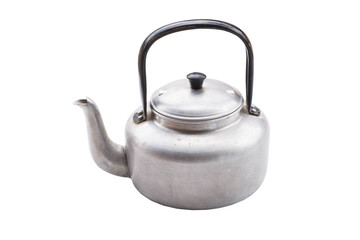aluminium kettle isolated on white