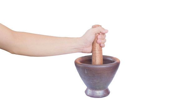 mortar and pestle in isolated on white