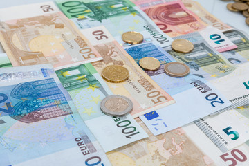 Money euro coins and banknotes
