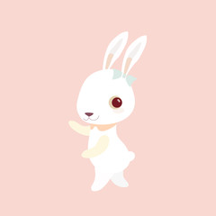 vector illustration of cute cartoon rabbit.
