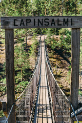 rope bridge Lapinsalmi, Repovesi national park, Finland (Suomi)