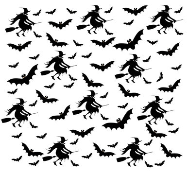 Happy Halloween with Halloween icons, pattern and background