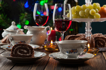 High tea set with dessert