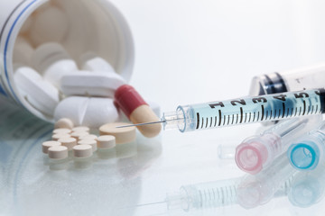 Tablets pills heap antibiotic pharmacy medicine medical. 