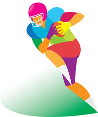 Young player of American football quarterback in the attack