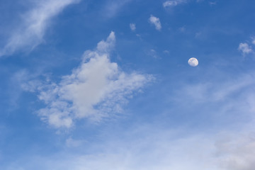 Beautiful blue sky with cloud and The moon