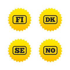 Language icons. FI, DK, SE and NO translation.