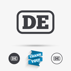 German language sign icon. DE Deutschland.