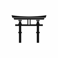 Japanese torii icon in simple style isolated on white background. Religion symbol - obrazy, fototapety, plakaty
