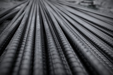 Iron Wire.Closeup of Steel Rod.Steel Bar.