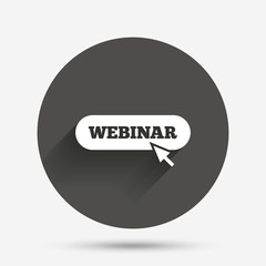 Webinar with cursor pointer sign icon. Web study