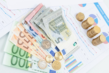 Financial and business chart and graphs