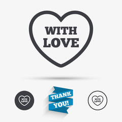 Heart sign icon. With Love symbol.