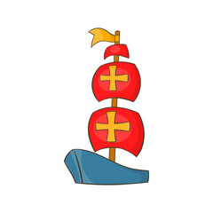 Columbus ship icon in cartoon style on a white background