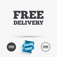 Free delivery sign icon. Delivery button.