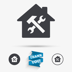 Service house. Repair tool icon. Service symbol.