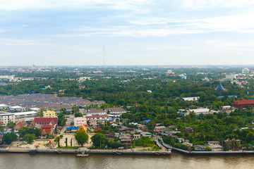 Chao Phraya river Bangkok cityscape Thailand