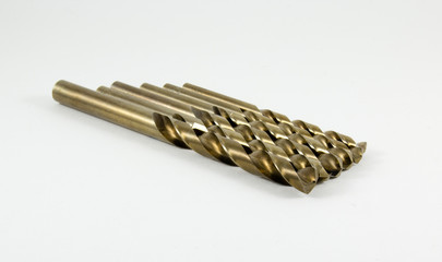 Drills for metal on a white background