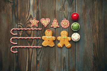 Christmas homemade decoration flat lay