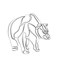 Black and white, stylized bear of isolated segments, tattoo