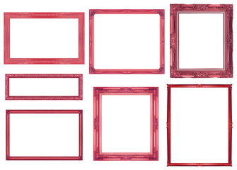 collection red frame isolated on white background, clipping path