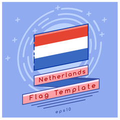 Netherlands Flag  : Flag Icon With Festive Background : Vector Illustration