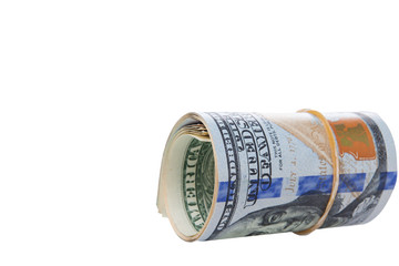 Rolled $100 dollar bills