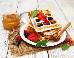 waffles with fresh berries