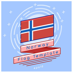 Norway Flag  : Flag Icon With Festive Background : Vector Illustration