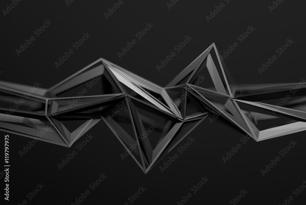 Poster abstract 3d rendering of chaotic surface. background with futuristic polygonal shape. poster with lo