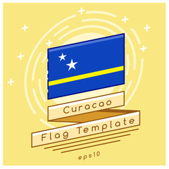 Curacao Flag  : Flag Icon With Festive Background : Vector Illustration