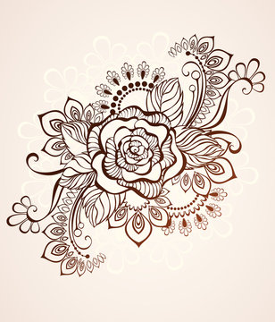 Rose painted with henna