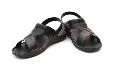 pair of black leisure sandal on white background