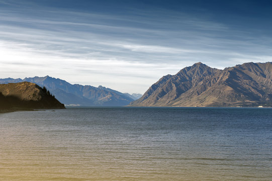 Lake Hawea located in the Otago Region of New Zealand is a popular resort, and is well used in the summer for fishing, boating and swimming