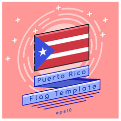 Puerto Rico Flag  : Flag Icon With Festive Background : Vector Illustration
