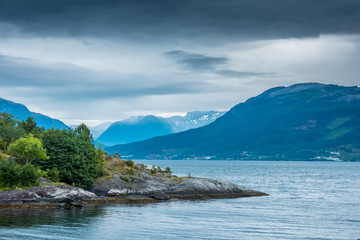 natural Hardangerfjord fjord landscape of norway