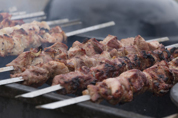 Meat on skewers.