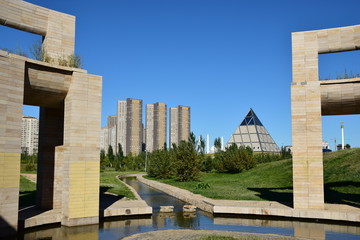 Fototapeta na wymiar A view with modern buildings in Astana, capital of Kazakhstan