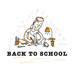 Vector flat study, education icons, illustration.