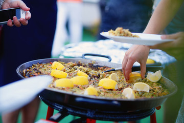 a huge paella pan